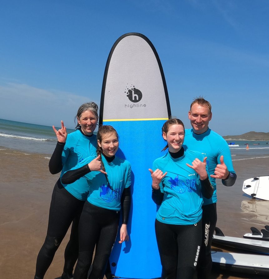 Family surf lesson Woolacombe, Croyde, Saunton, North Devon Surf Centre, surf school, best surf lessons, Woolaocmbe Bay