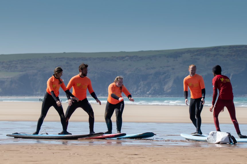 Beach lesson, surfing theory, learn to surf with Woolacombe Surf Centre, Near Croyde, Saunton and Putsborough, best beach, best surf school