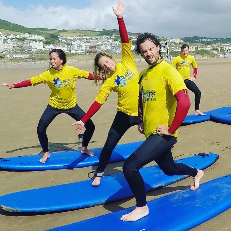 group surf lessons for fiends of all ages and abilities surfing with Woolacombe Surf Centre, getting free photos to cherish the fun times and memories