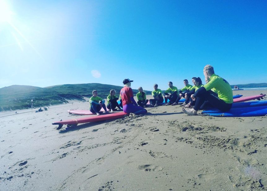 Surf lesson on Woolacombe Beach near Croyde and Saunton best surf school Woolacombe Surf Centre