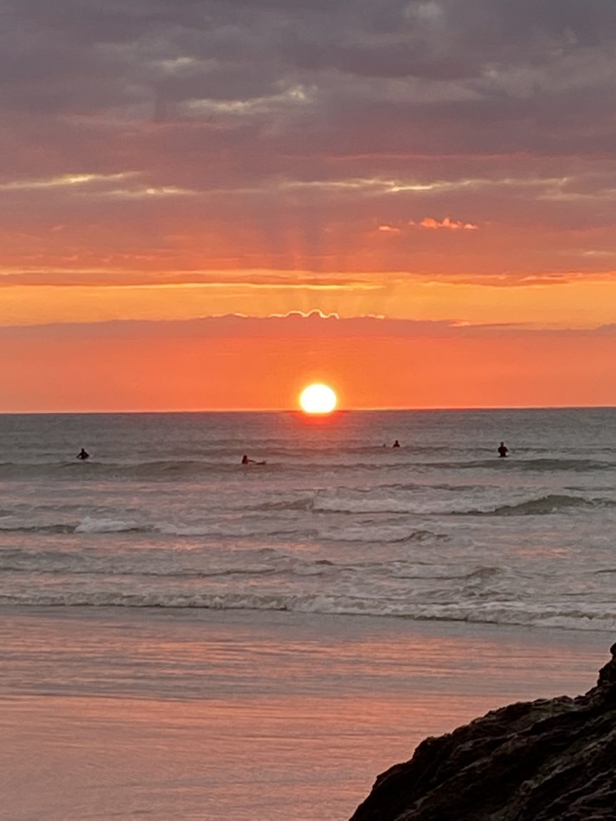 Sunset surfers Woolacombe staycation, surfers, learn to surf, Hunter of waves