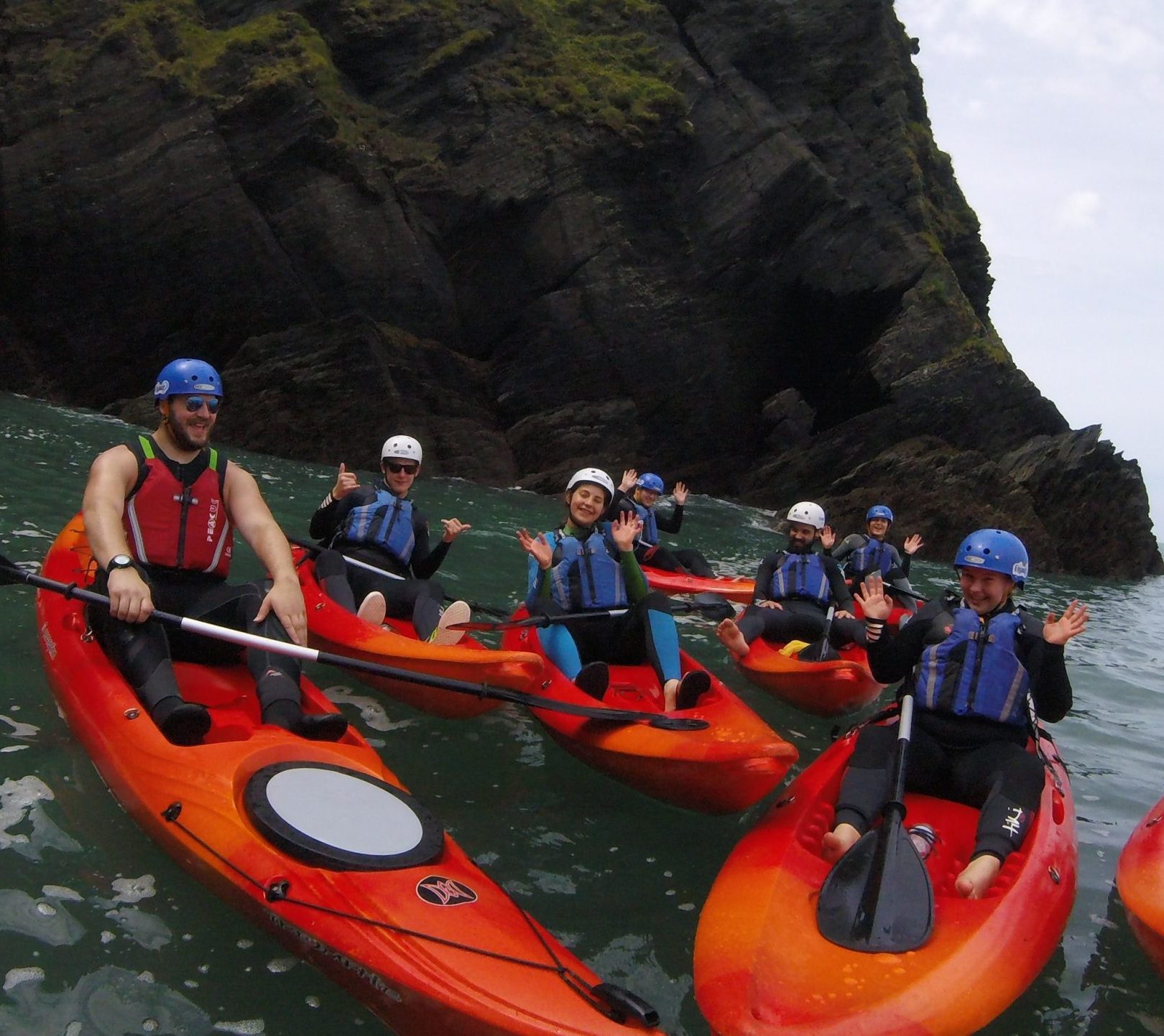 A kayaking group with Woolacombe Surf Centre