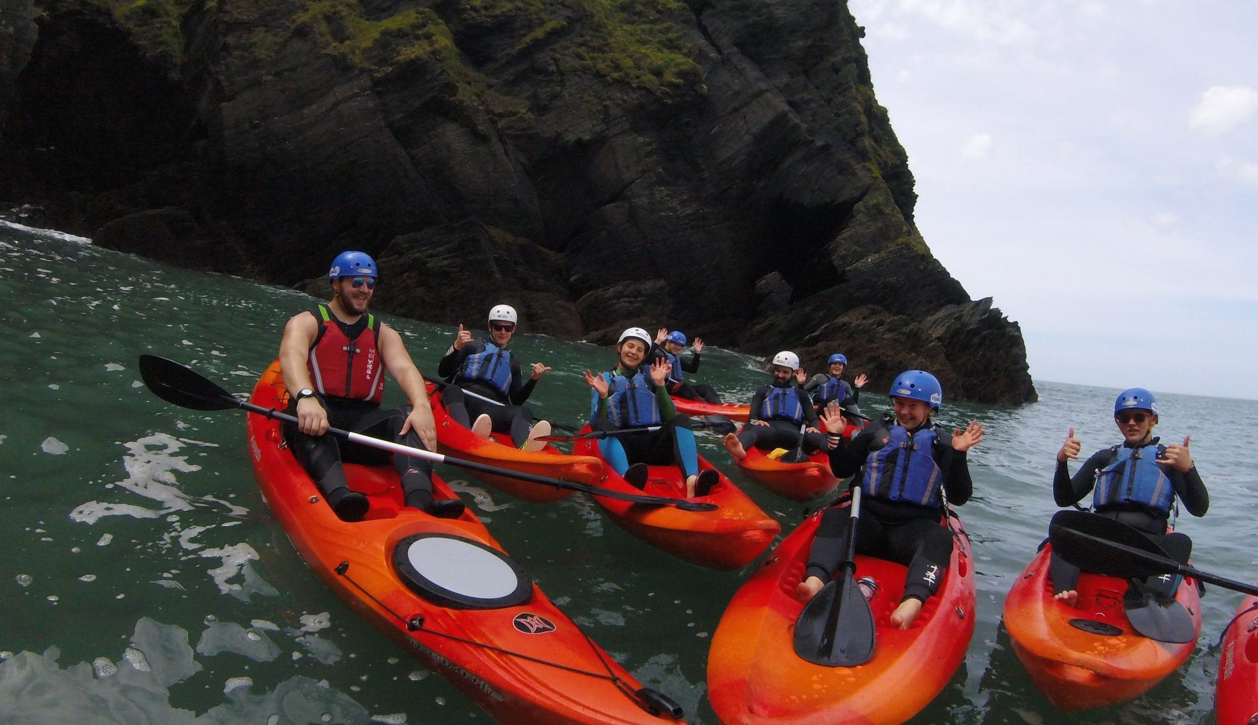 A kayaking group with Woolacombe Surf Centre