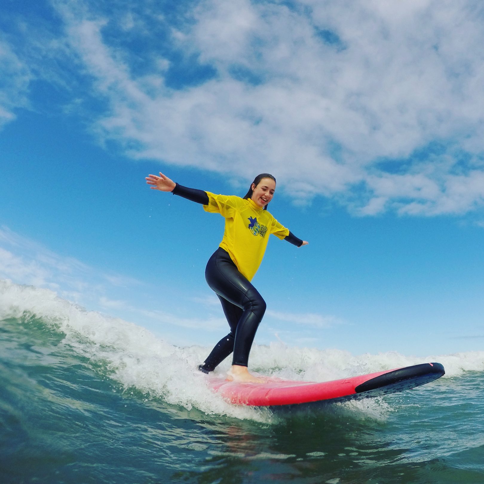Standing up for the first time on a surf board in Woolacombe